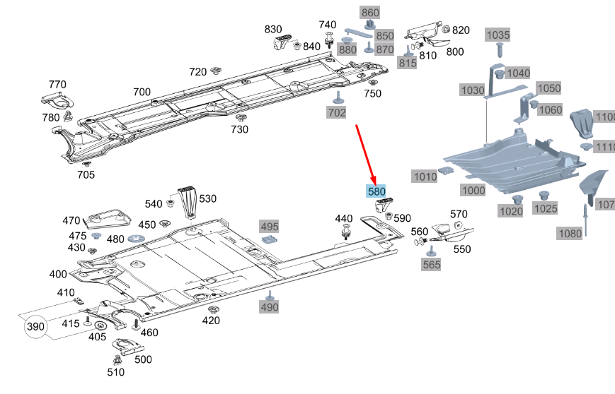 new mb vito w447 underfloor paneling to substructure bracket a4476800014