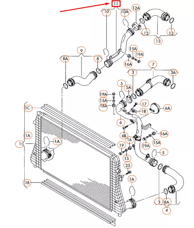 NEW AUDI A3 8P INTERCOOLER AIR PIPE 1K0145840F ORIGINAL