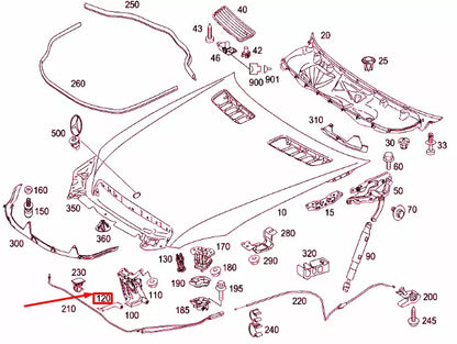 NEW MERCEDES-BENZ S W221 ENGINE HOOD CATCH RETAINING HOOK A2218800564 ORIGINAL