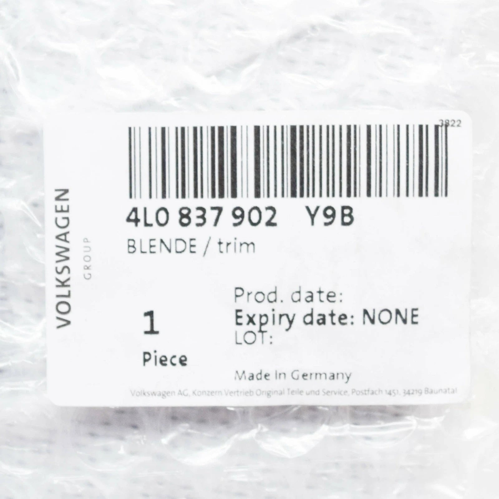 NEW AUDI Q7 4L FRONT RIGHT DOOR EXTERIOR B PILLAR TRIM 4L0837902Y9B