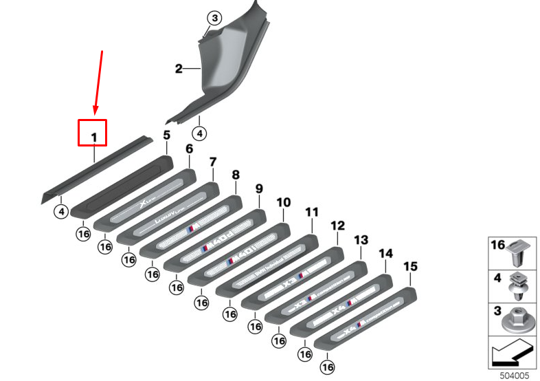 new bmw x4 f98 front right entrance cover strip 51437446638 original