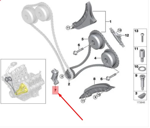NEW BMW 5 F10 CHAIN TENSIONER 11317557741 7557741 ORIGINAL