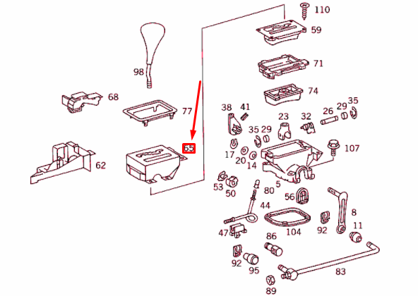 NEW MERCEDES-BENZ SL R129 SHIFT SLOTTED GATE A1292670947 ORIGINAL