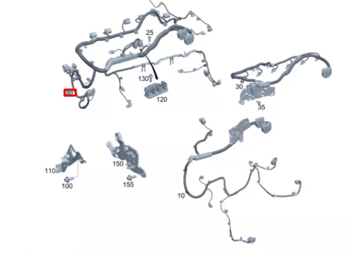 NEW MERCEDES-BENZ S W222 ENGINE WIRING HARNESS A2561507100 ORIGINAL