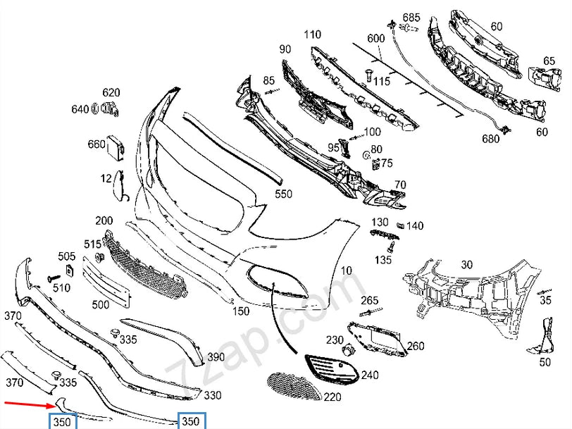 NEW MERCEDES-BENZ C-CLASS W205 FRONT BUMPER LEFT MOLDING TRIM A2058851374