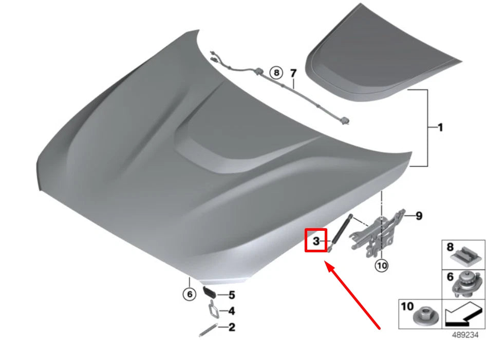NEW BMW 2 F23 ENGINE-COMPART. LID GAS-FILLED STRUT 51238066092 8066092 ORIGINAL