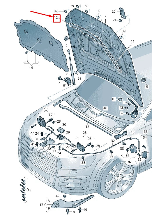 NEW AUDI Q8 4MN CENTER HOOD IMPACT PROTECTION 4M8823124