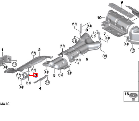 new bmw 2 coupe g42 center right heat protection 51487340980 original
