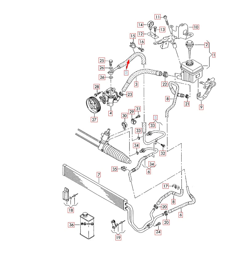 NEW AUDI Q7 4L PRESSURE EXPANSION PUMP HOSE LHD 7L8422893BN 2015 ORIGINAL