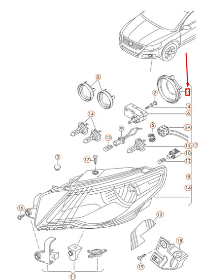 NEW VOLKSWAGEN PASSAT CC FRONT HEADLIGHT DIPPED BEAM COVER CAP 3C8941607