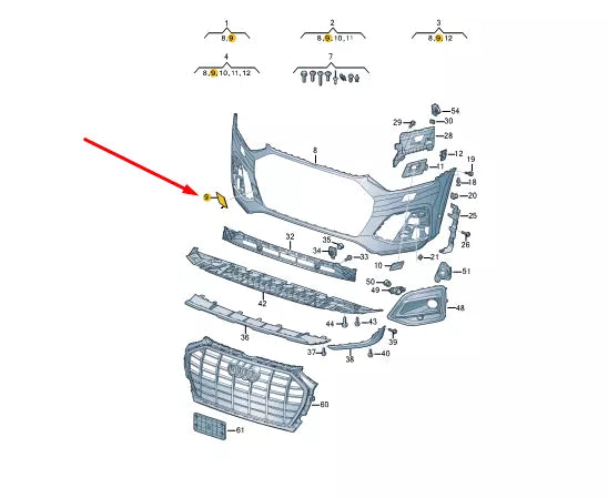 NEW AUDI Q5 SQ5 80A FRONT BUMPER TOW HOOK EYE CAP COVER 80A807241AGRU