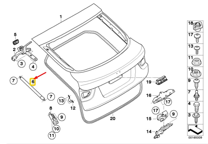 NEW BMW X6 E71 REAR LID LEFT SPINDLE DRIVE 7332697 51247332697 ORIGINAL