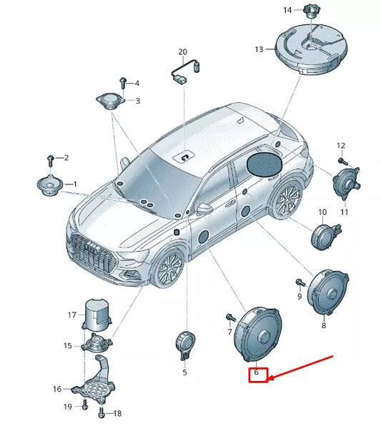 NEW AUDI Q2 GA FRONT RIGHT DOOR BASS LOUDSPEAKER 83A035415