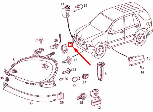 NEW MERCEDES-BENZ ML W163 FRONT FOG LAMP SEAL A1638260058 ORIGINAL