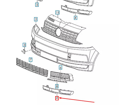 NEW VW TRANSPORTER T6 FRONT BUMPER RIGHT TRIM 7E0807490C9B9