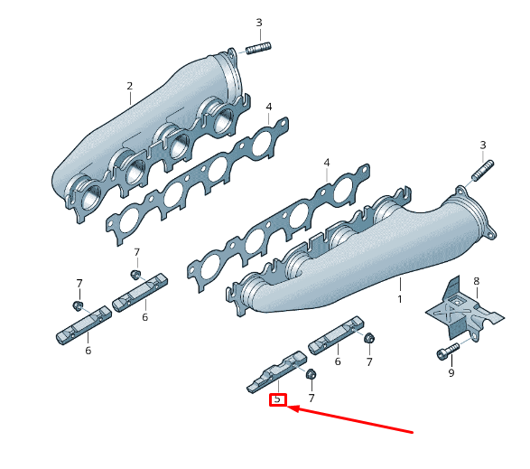 new vw touareg 7p mk2 exhaust manifold angled bracket 079253709h original