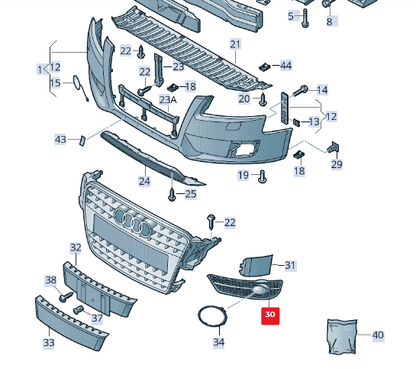 NEW AUDI A4 B8 FRONT BUMPER FOG LIGHT LEFT GRILLE 8K0807681A01C ORIGINAL