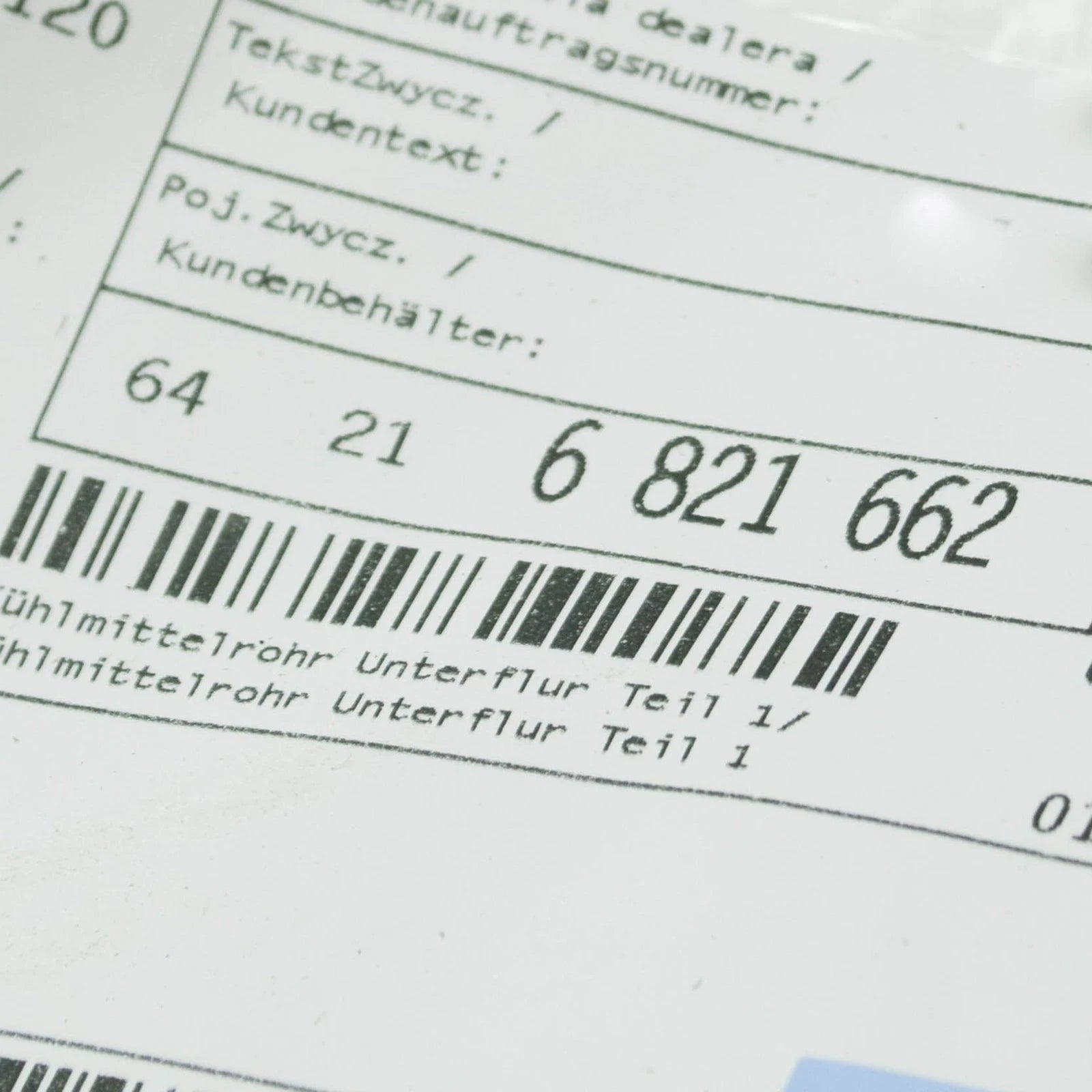 NEW BMW X7 G07 UNDERFLOOR COOLANT PIPE 64216821662 6821662 ORIGINAL