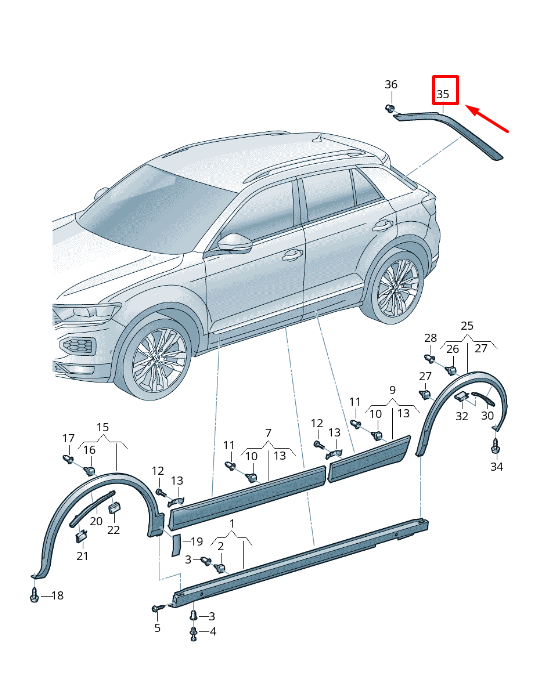 new vw t-roc a1 left side trim 2ga853345g041 2ga853345g 041 original