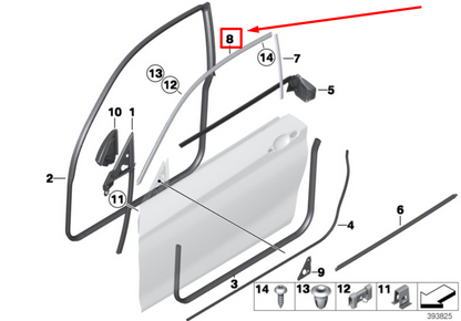 new bmw 2 f22,f87 front right door side frame strip 7284416 51767284416 original
