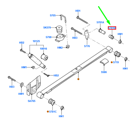 new ford transit connect mk1 rear spring outer shackle bush 4408459 original