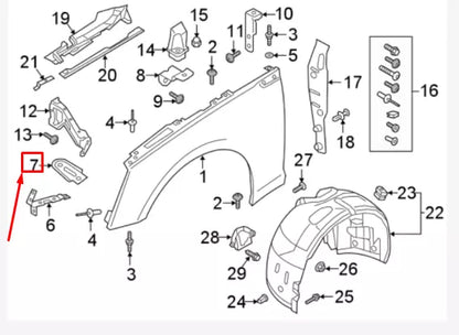 NEW AUDI A5 8W6 FRONT LEFT FENDER BRACKET 8W6821467 ORIGINAL
