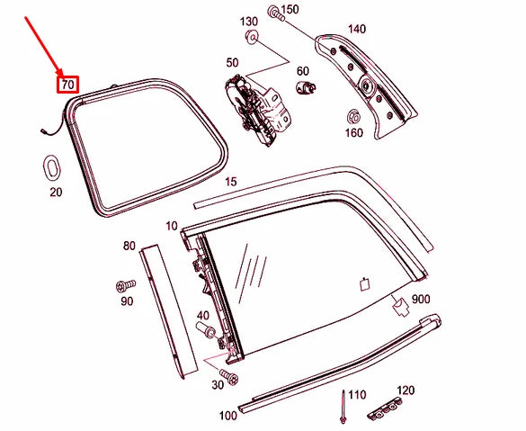 NEW MERCEDES-BENZ GLS X166 REAR LEFT SIDE WINDOW SEALING A1666808900 ORIGINAL