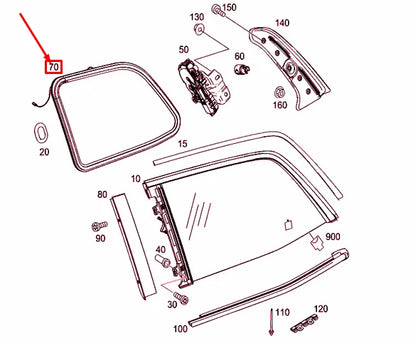 NEW MERCEDES-BENZ GLS X166 REAR LEFT SIDE WINDOW SEALING A1666808900 ORIGINAL