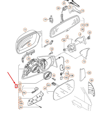 NEW AUDI A3 8P FRONT LEFT DOOR EXTERIOR MIRROR LHD 8P1858531GB01C ORIGINAL