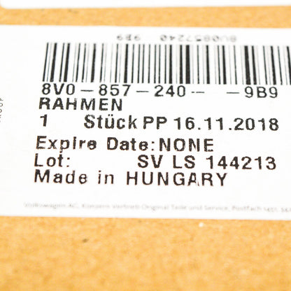 NEW AUDI A3 8V FRONT RIGHT DOOR EXTERIOR MIRROR FRAME 8V08572409B9 ORIGINAL