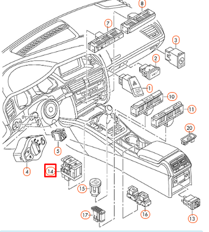 NEW AUDI A4 B8 PARKING BRAKE SWITCH BUTTON LHD 8K1927225D WEP ORIGINAL