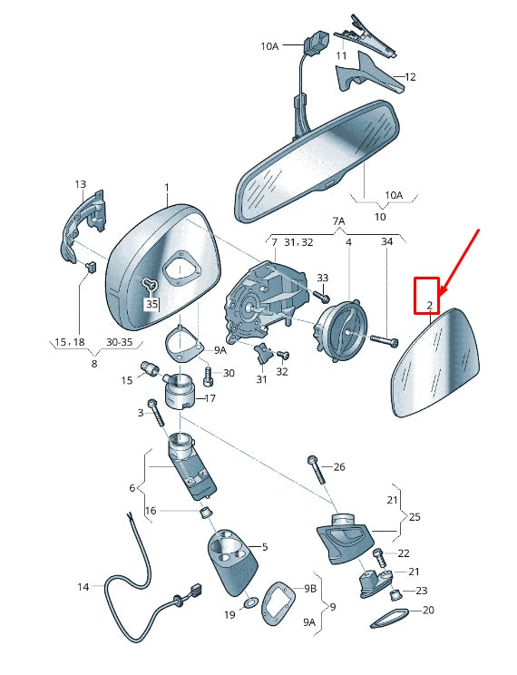 NEW AUDI TT 8J FRONT RIGHT DOOR MIRROR GLASS 8J0857536F