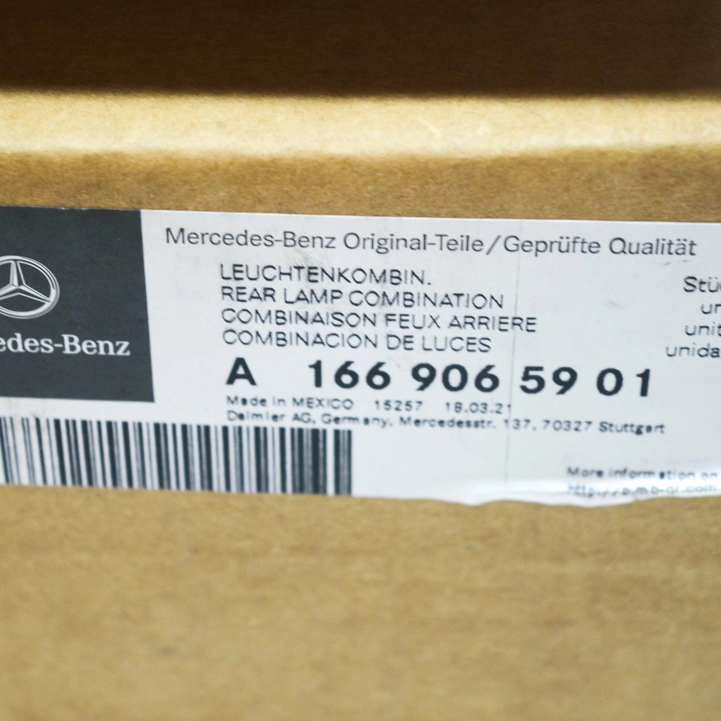 NEW MB GLE W166 REAR LEFT INNER TAILGATE LED TAILLIGHT A1669065901 ORIGINAL