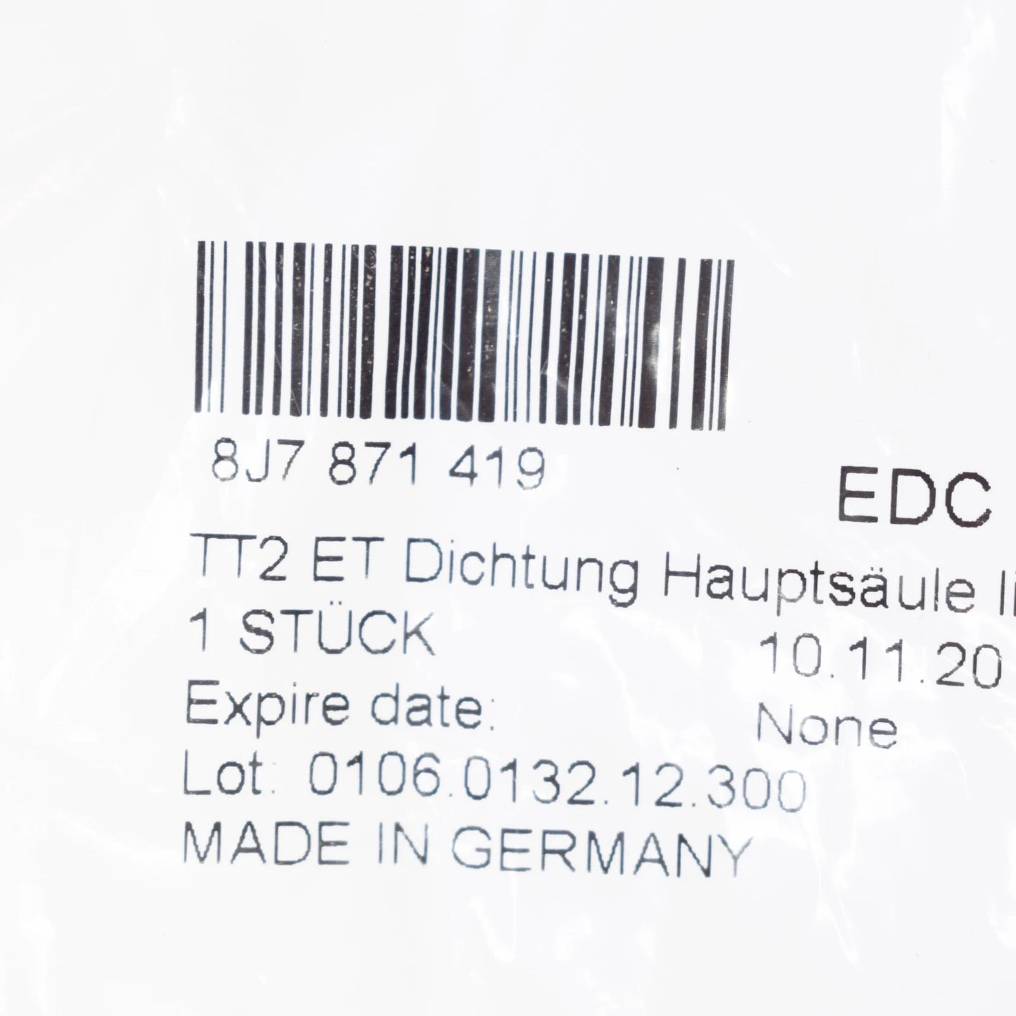 NEW AUDI TT 8J MK2 SOFT TOP REAR LEFT SEAL 8J7871419 ORIGINAL