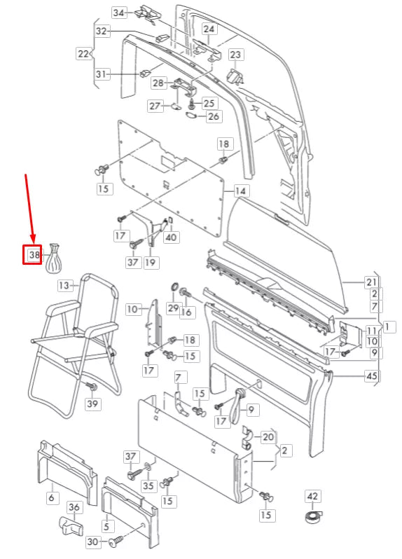 NEW VW TRANSPORTER T5 FOLDING SEAT REPAIR KIT 7H7098091A ORIGINAL
