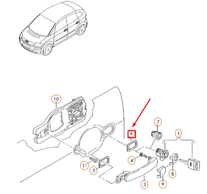 NEW AUDI A2 8Z FRONT EXTERIOR DOOR HANDLE REAR UNDERLAY 3B08372119B9 ORIGINAL