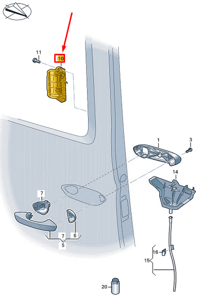 new vw caddy sb mk4 right sliding door inner actuator 2k7843642h9b9 original