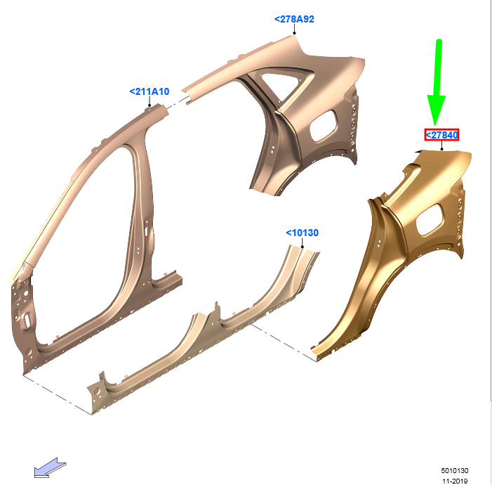 new ford kuga mk3 cx482 rear right side body panel 2515924 original