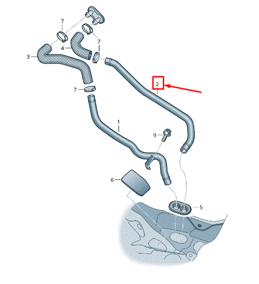 new vw touareg 7p radiator coolant line 7p0819911e original