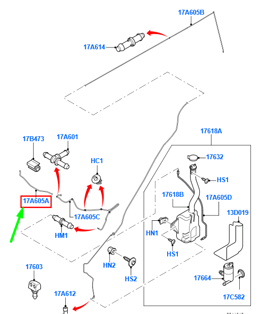 new ford transit mk3 windscreen right washer hose 1552041 6c11-17k605-ac