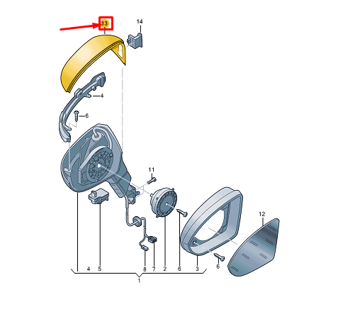 new vw golf cd mk8 front right door mirror cap 5h0857538dgru original