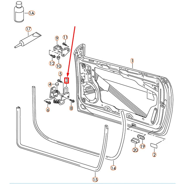 NEW VOLKSWAGEN EOS FRONT RIGHT LOWER DOOR HINGE 1Q0831412A