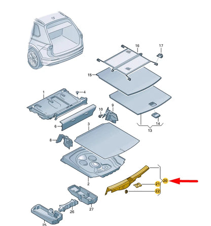 NEW VOLKSWAGEN TIGUAN AD MK2 TRUNK LOCK CARRIER TRIM 5NA863459D82V ORIGINAL