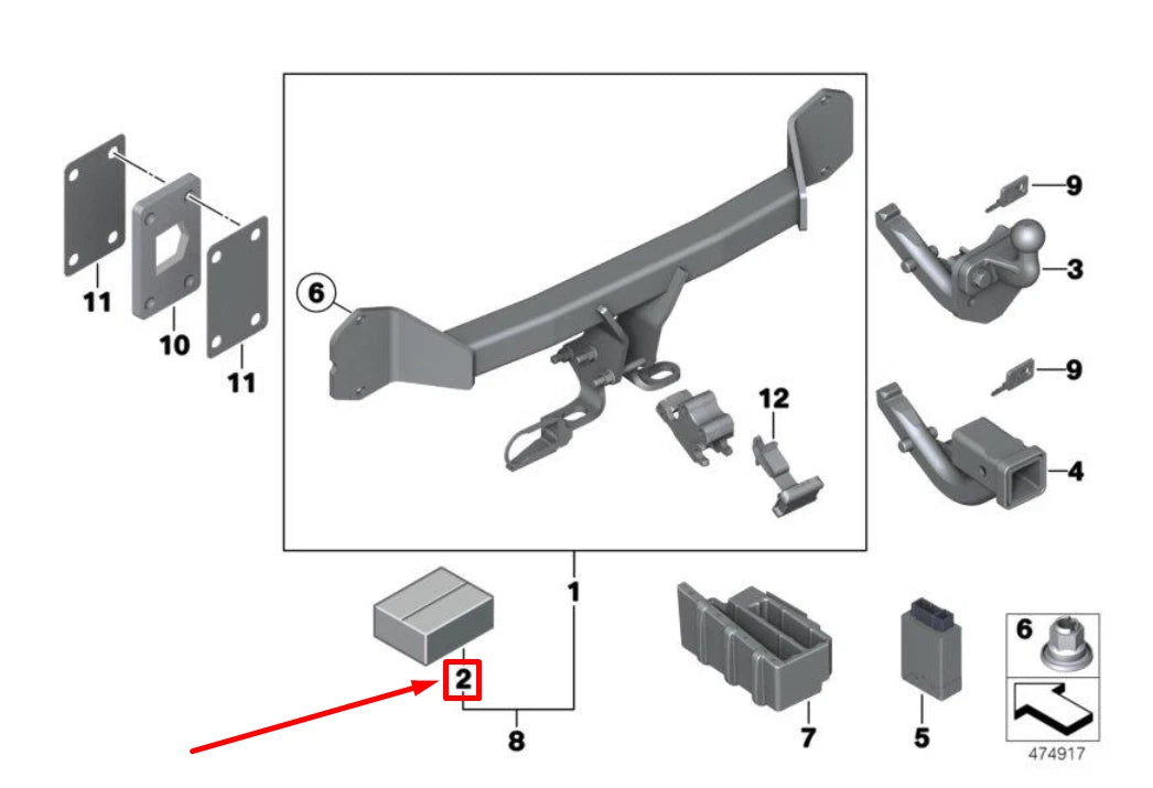 NEW BMW X5 F15, F85 TOW HITCH WIRING HARNESS 82712349500 2349500 ORIGINAL