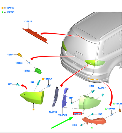 new ford galaxy mk3 rear right outer taillight lamp 2502835 original