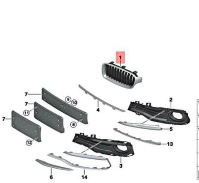 NEW BMW 3 F30 FRONT LEFT KIDNEY SPORT EDITION GRILLE 51117464493 7464493