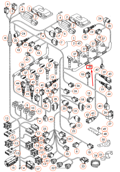 NEW AUDI R8 42 ENGINE WIRING CABLE GUIDE CYLINDER 5-8 079971821C ORIGINAL