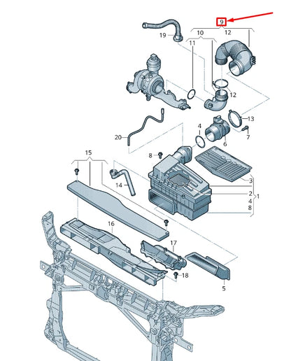 NEW VOLKSWAGEN TIGUAN AD AIR INTAKE TUBE 5QF129654K ORIGINAL