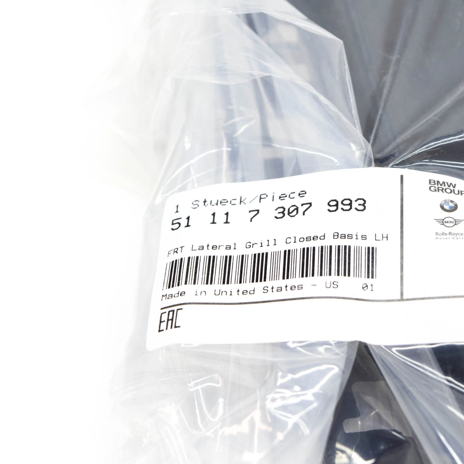 NEW BMW X5 F15 FRONT BUMPER BLACK CLOSED GRILLE LEFT 7307993 51117307993