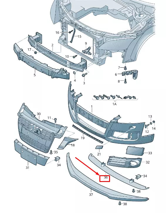 NEW AUDI TT 8J FRONT BUMPER SPOILER 8J0807110K ORIGINAL